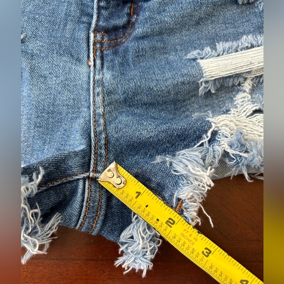 LUCKY & BLESSED Blue Jean Shorts Distressed High-Waisted - Picture 6 of 6